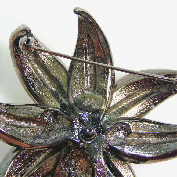 NEW Joan Rivers TOPAZ LILY FLOWER BROOCH Pin LG 3.5" Gold Crystal Rhinestones! - Picture 3 of 4